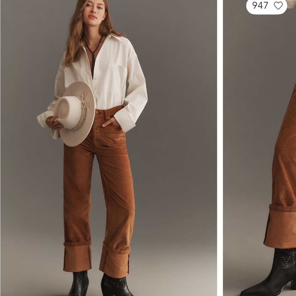 Pilcro Rust Corduroy Cuffed Pants-Size 29